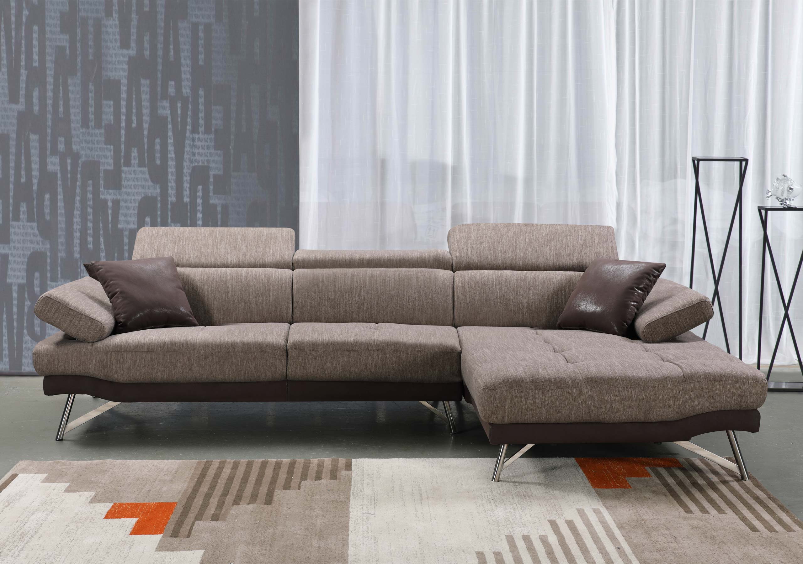 Sofa MCW-H92, Couch Ecksofa L-Form 3-Sitzer, Liegefläche 300cm ~ rechts, braun