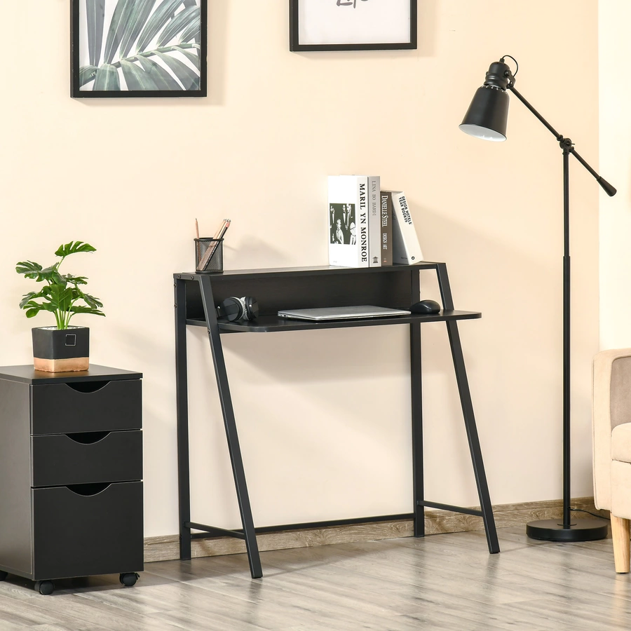 HOMCOM Schreibtisch in Walnuss-Optik schwarz