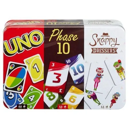 Mattel Kartenspiel-Klassiker in Metalldose UNO, Phase 10 und Snappy Dressers