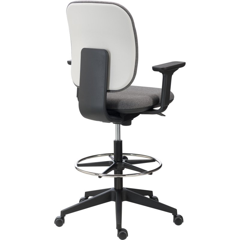 Chaise de bureau Alia tissu anthracite - dossier bas - avec ou sans accoudoirs - mécanisme Synchrone - pieds noir - repose pieds