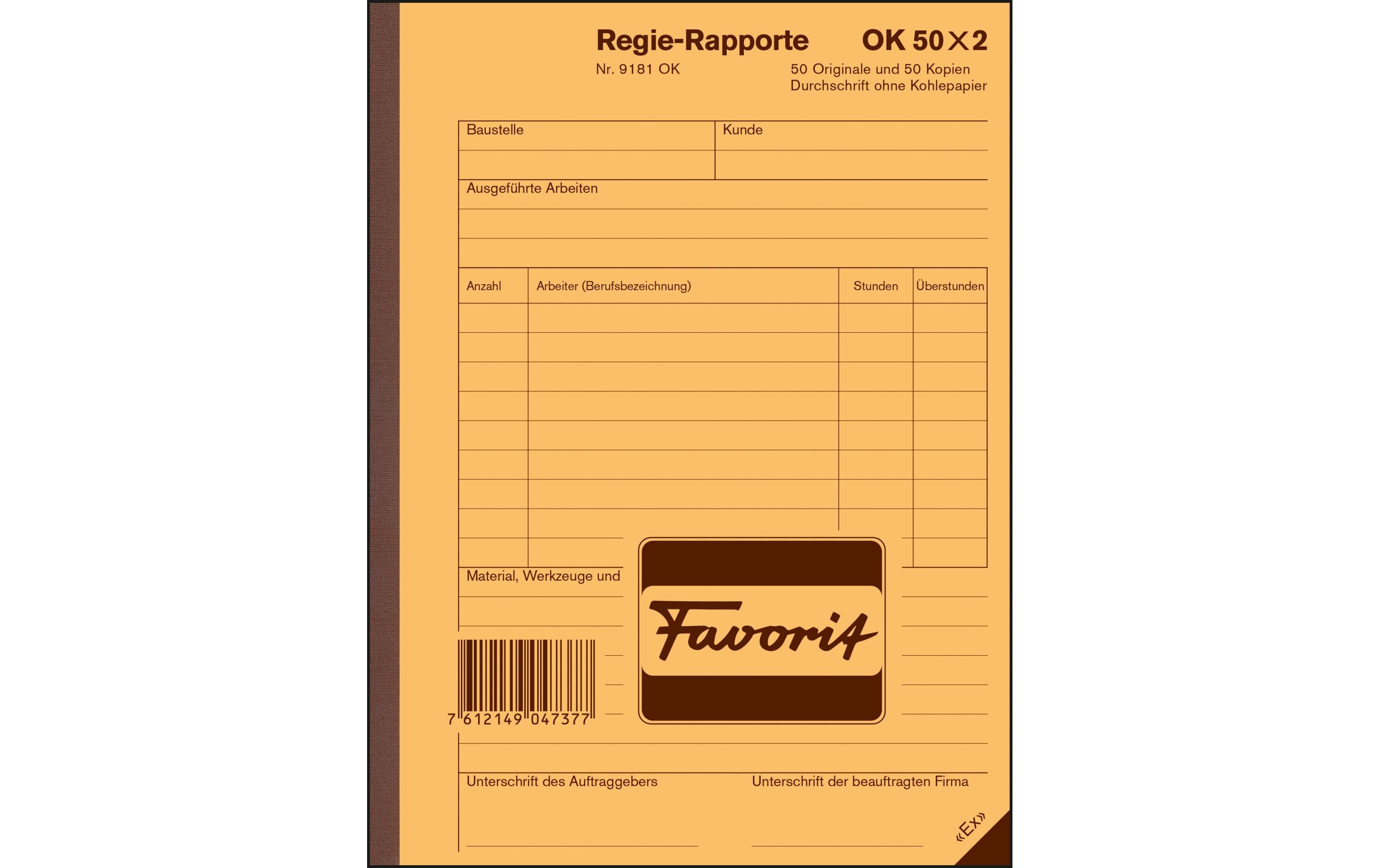 Durchschreibeblock 156 x 210 mm Regie-Rapporte, WeissLieferscheine
