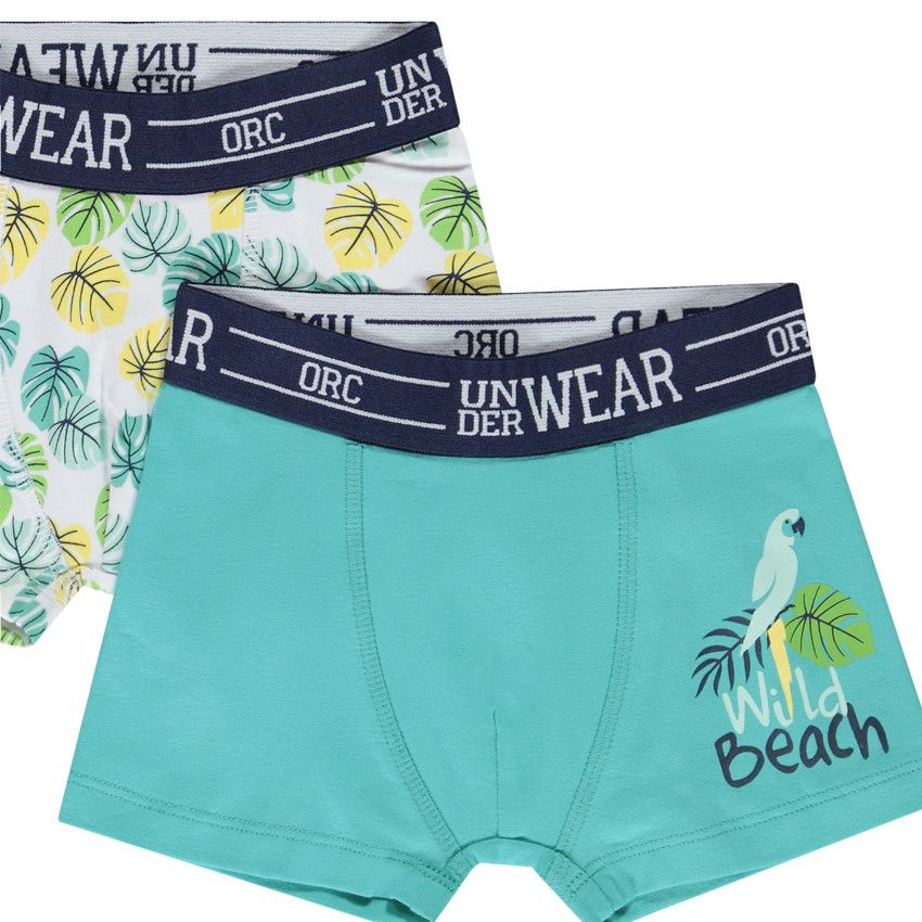 Lot de 5 boxers motifs Tropical Bird pour garçon - Vert