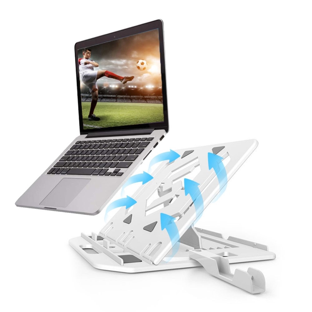 360° Drehbarer MacBook / Laptop Kühler Ständer Halterung mit Lüftungsschlitzen   Handy Halterung (bis 20kg) - Weiss