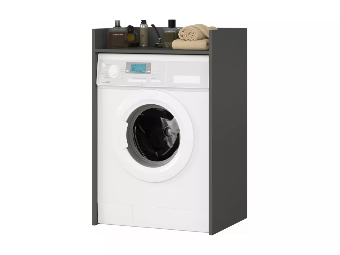 meuble machine a laver 64x50x98 cm 1 étagère gris anthracite
