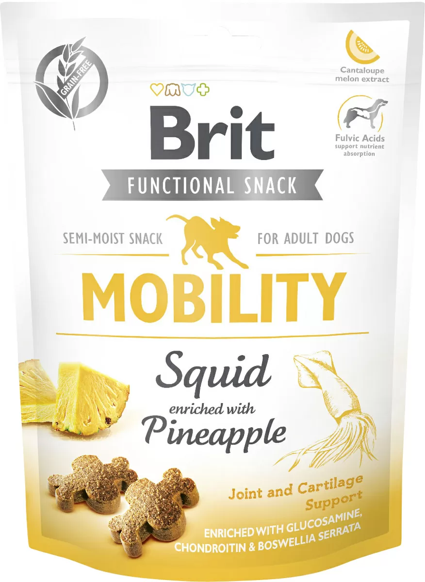 Brit Care Dog Functional Snack Mobility, blæksprutte & ananas - 150 g