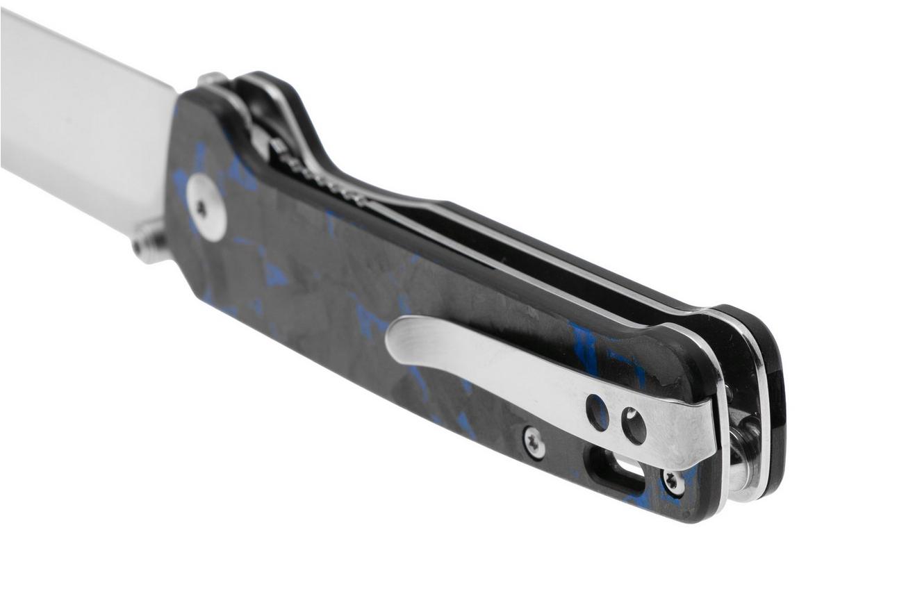QSP Knife Penguin V2 QS130V2-E1 Two-Tone D2, G10 Shredded Carbon Overlay, zakmes