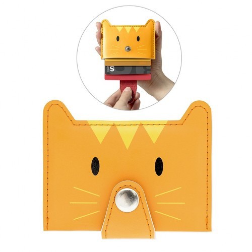 Porta-cartões em formato de gato para 5 cartões.