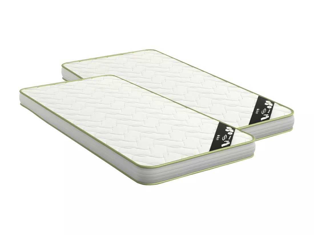 Lot de 2 matelas 90x190 cm mousse OANA