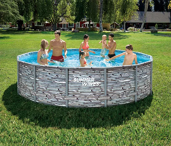 Summer Waves Elite-Frame-Pool, steingrau, ca. 427 x 107 cm