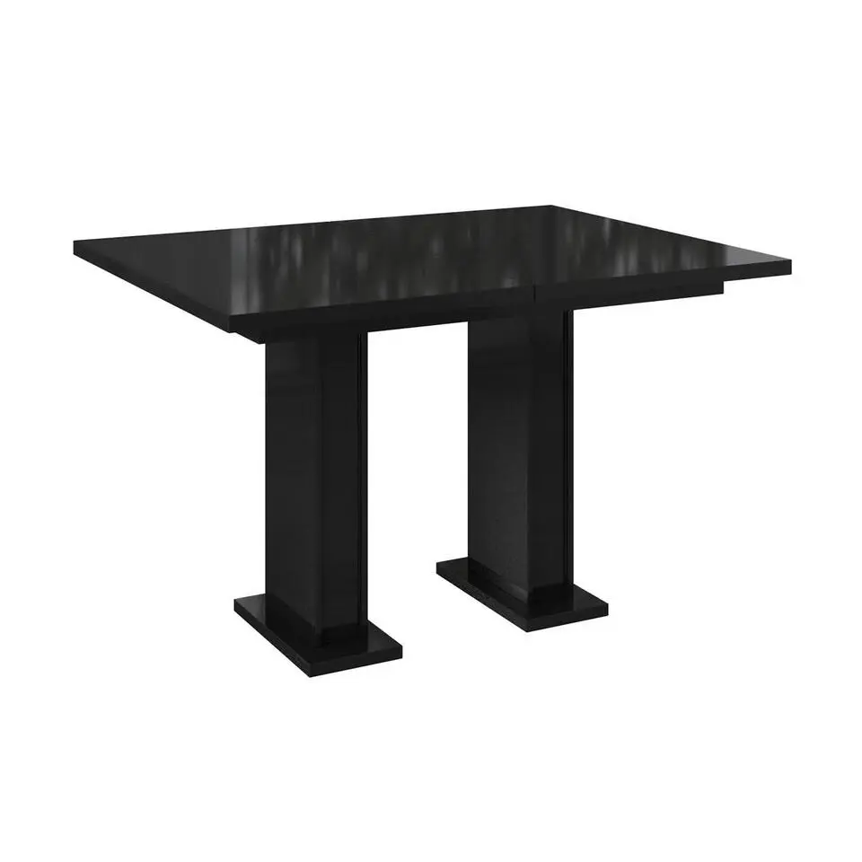 Meubella - Eetkamertafel Glamour - Hoogglans zwart - 160 cm - Uitschuifbaar