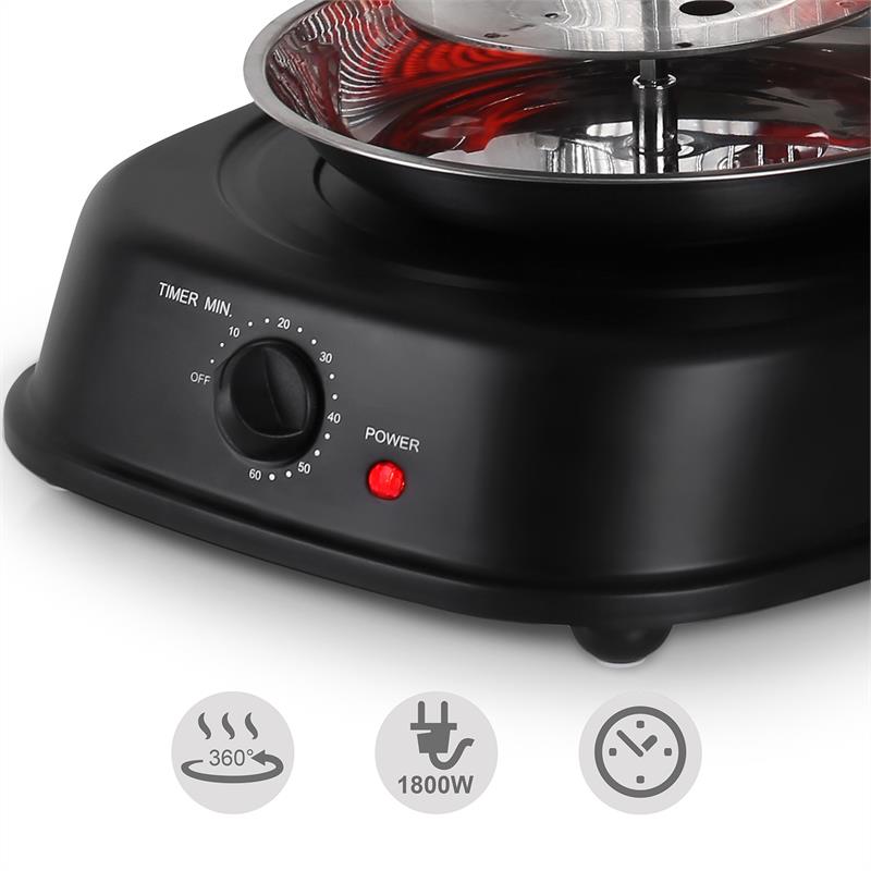 Kebap Master Vertikalgrill 1800W Schwarz inkl. Spieß Set Schwarz