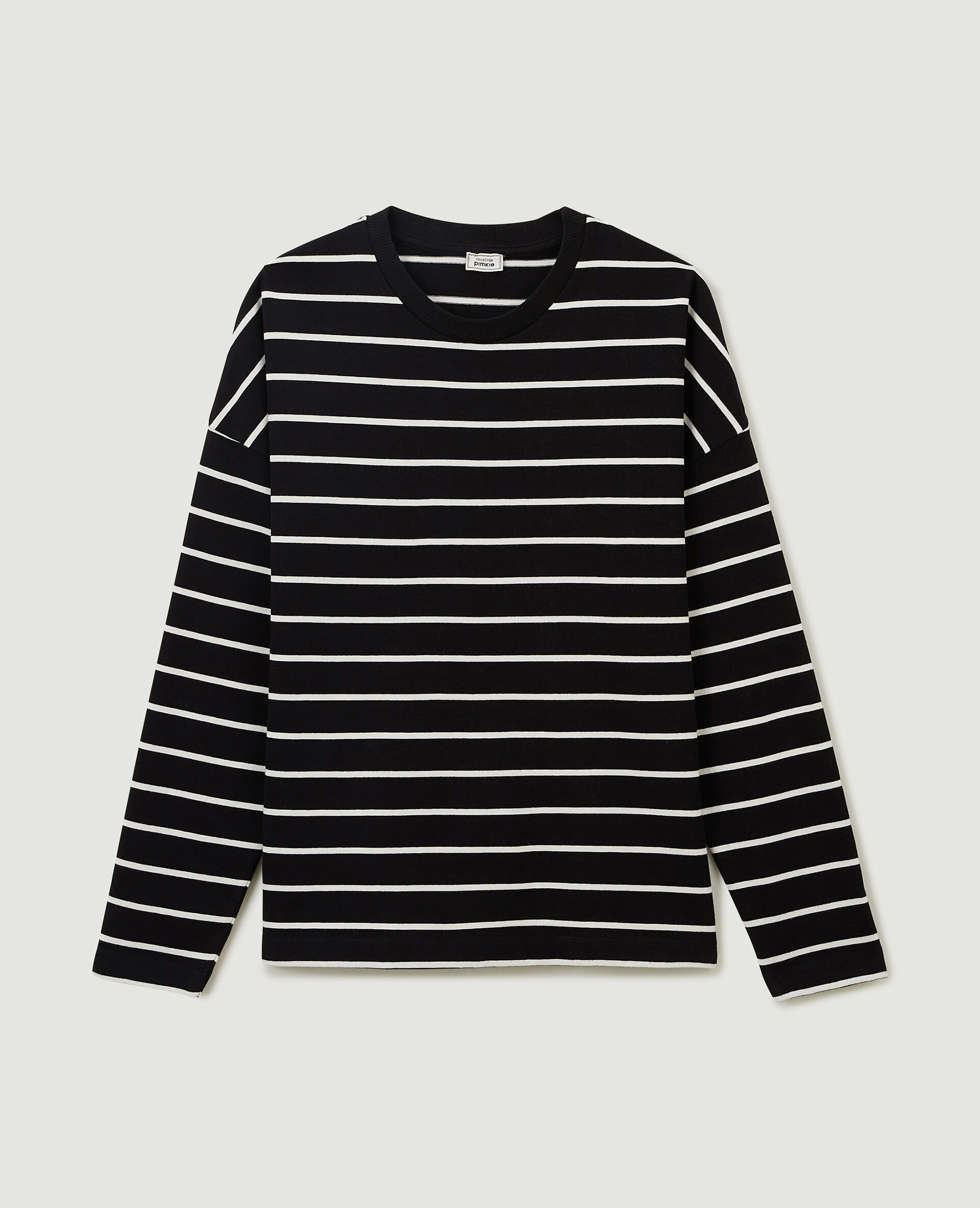 T-shirt marinière à manches longues - Noir