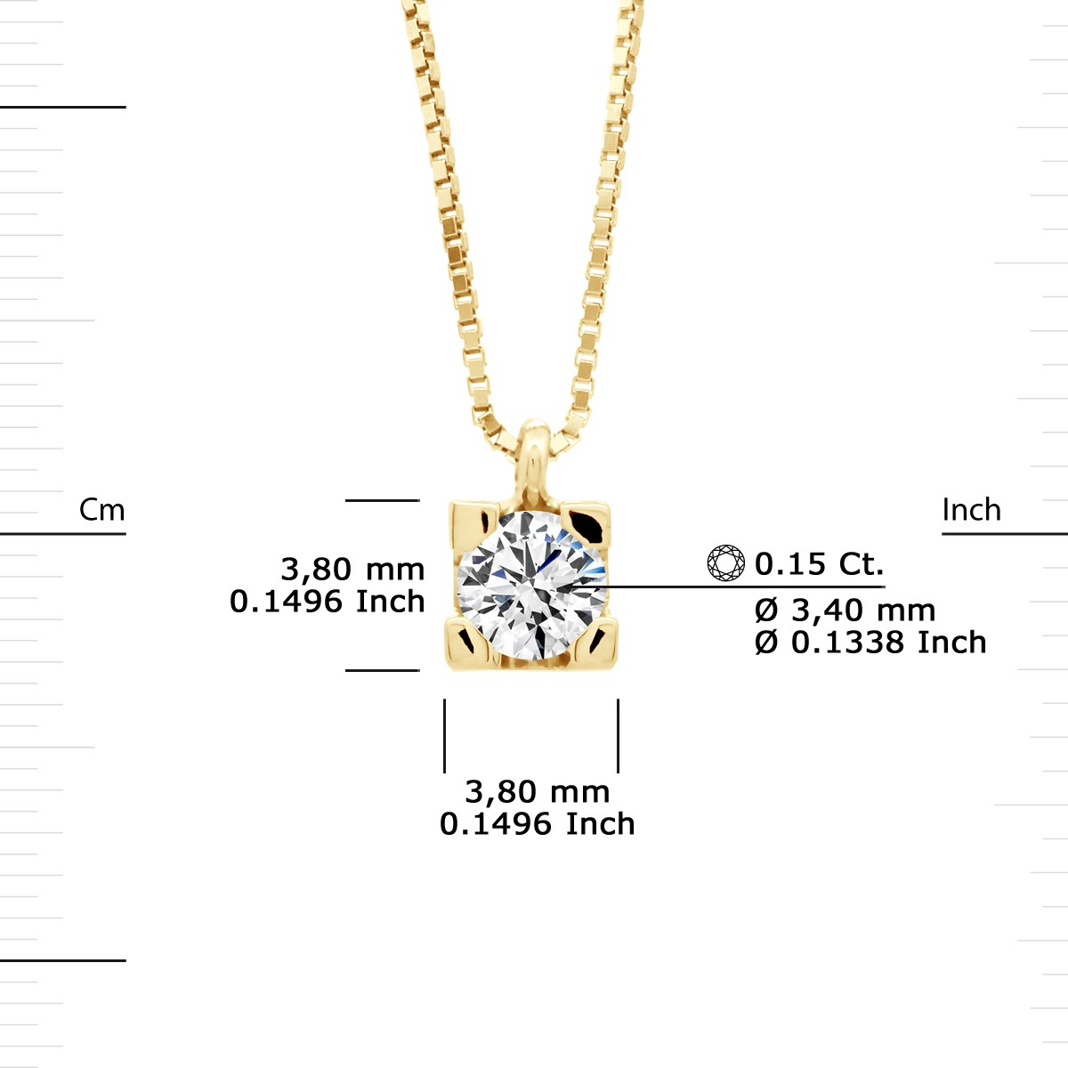 Collier Solitaire Diamant 0,15 Cts Or Jaune