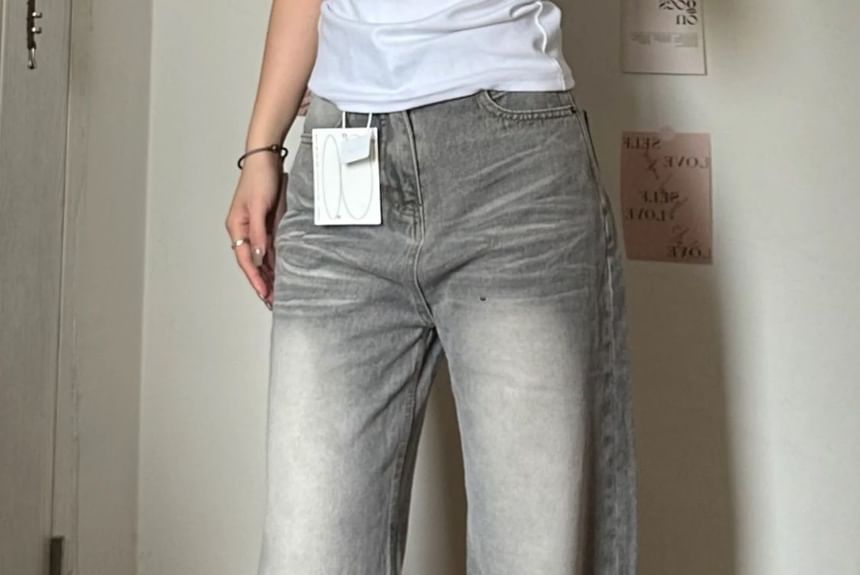 Jerolenea - High Waist Washed Wide Leg Jeans