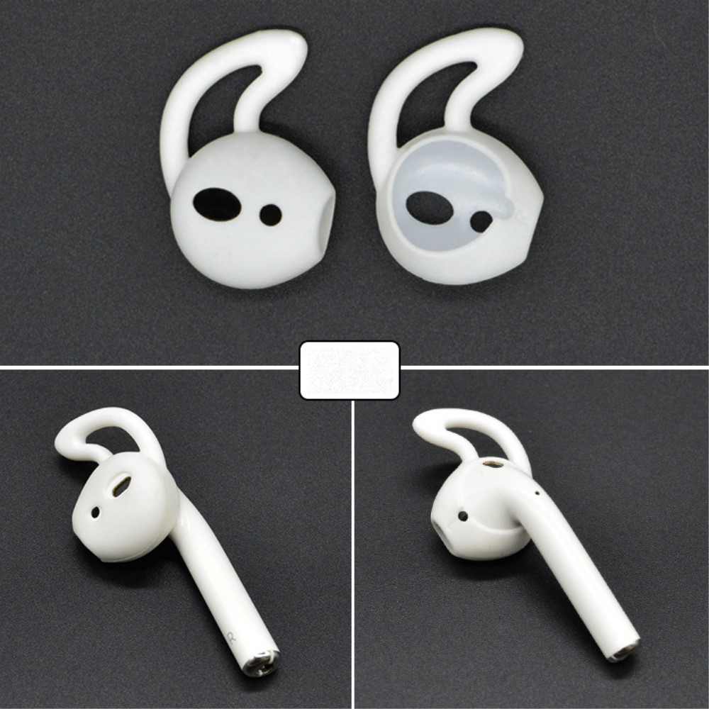 AirPods (1. & 2. Generation) Silikon Ohrpolster Rutschfeste Eartips mit Hook Bügel Ultrathin - Weiss