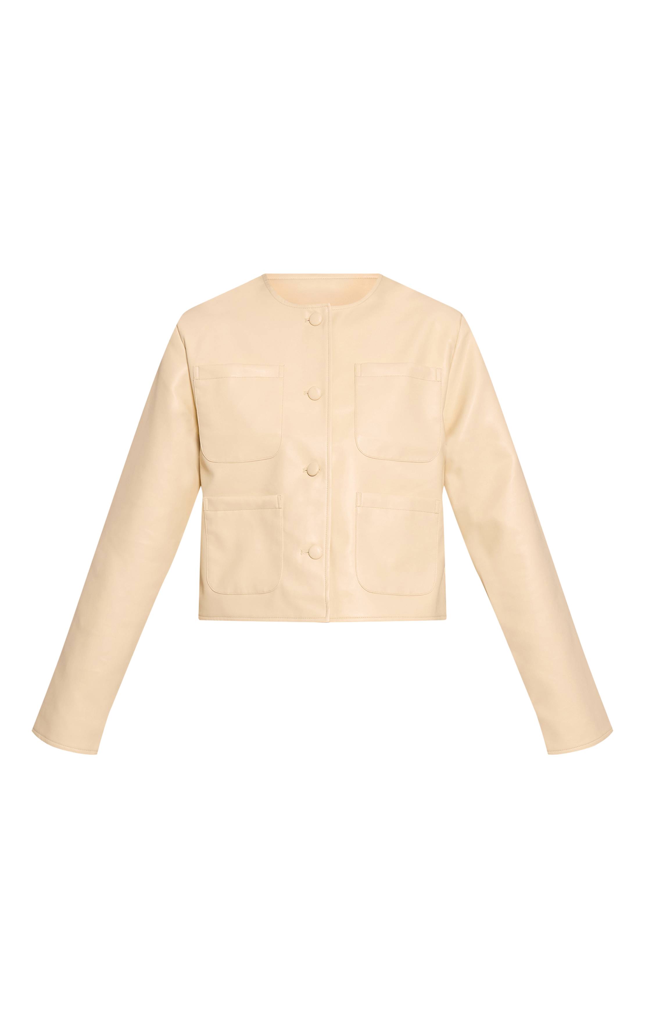 Butter Cream Veste En Synthétiquecuir Crème Avec Détails De Poches