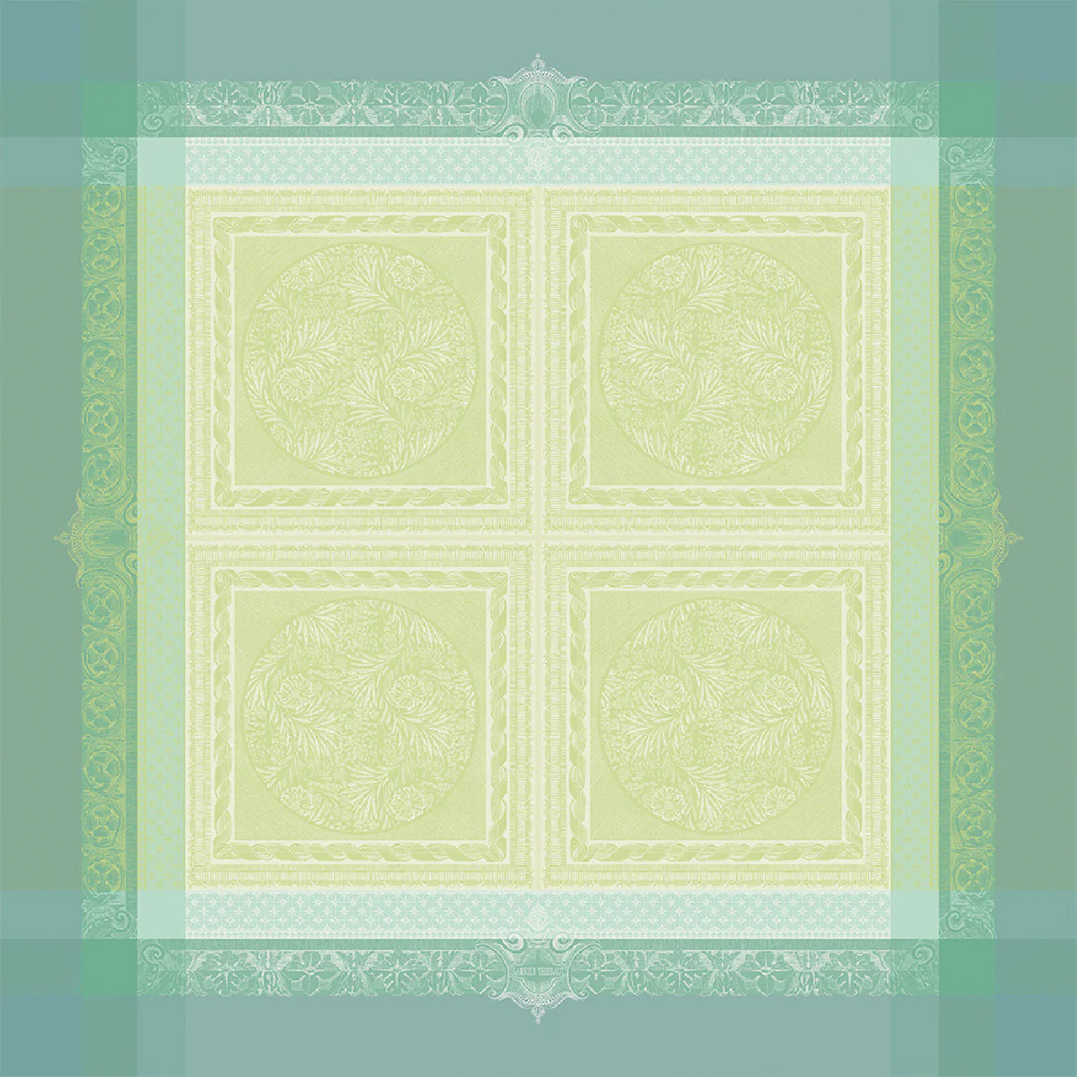 Nappe antitache déperlant pur coton vert 174X304 Garnier Thiebaut