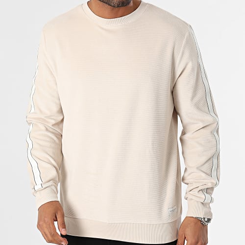 Sweat Crewneck A Bandes Track Top Velour 3010 Beige