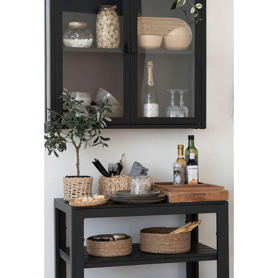 Hioshop Selma Lunchbord keramiek set van 4 grijs- bruin