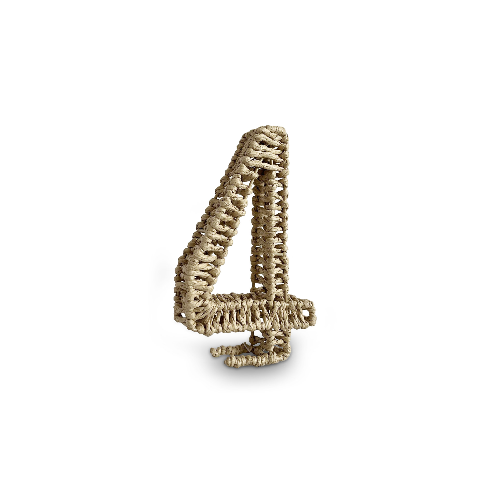 Zahl '4' aus Papiergeflecht, braun, H 20,5 cm, B 12,5 cm, L 3,5 cm von fischer's lagerhaus