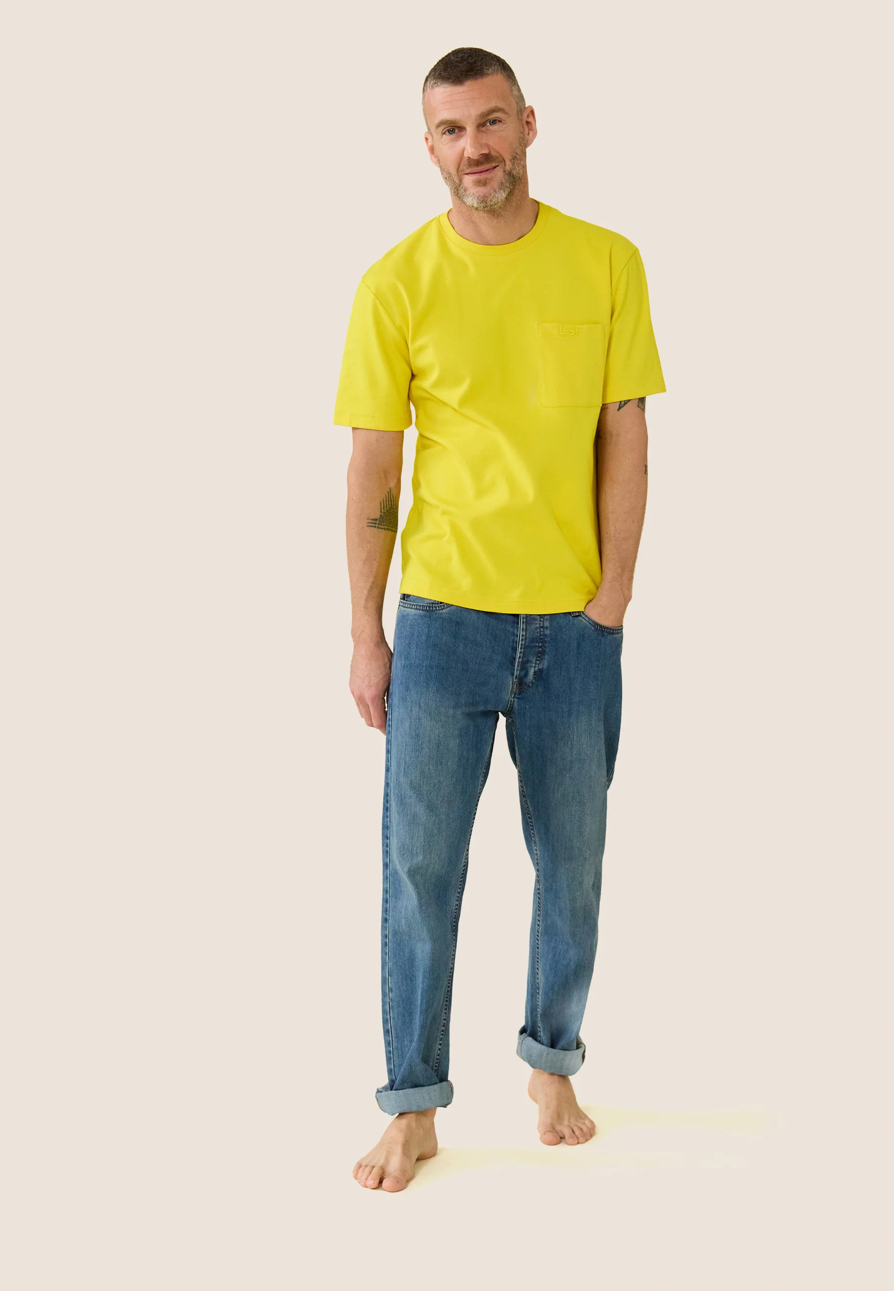 T-shirt Homme en coton-Sasha Jaune Soleil