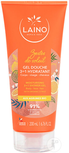 Laino Gestes De Soleil Gel Douche 3en1 Aux Agrumes Bio Corps/Cheveux/Visage Tube 200ml