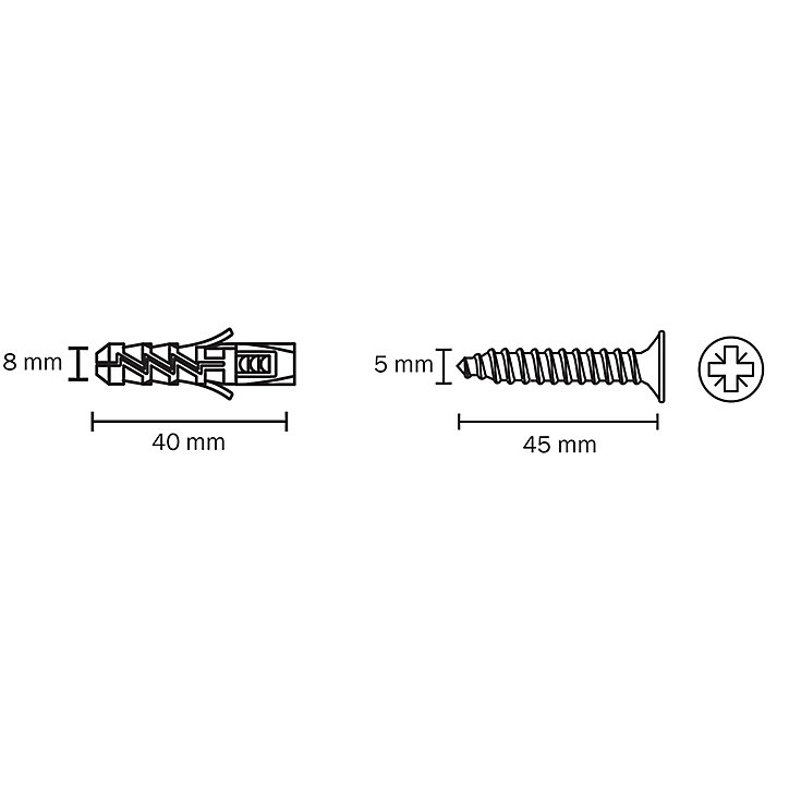50 chevilles Diall nylon CL PZ Ø8x40mm