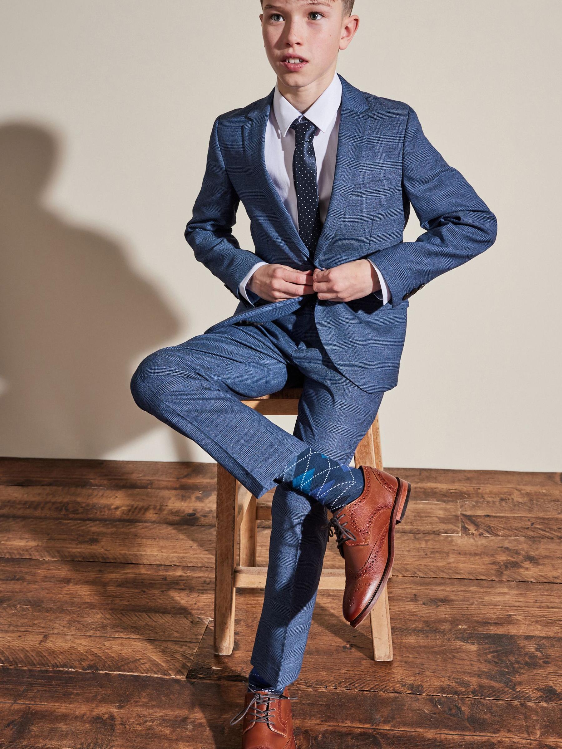 Felblauw geruit - Skinny-fit broek (3 - 16 jr)