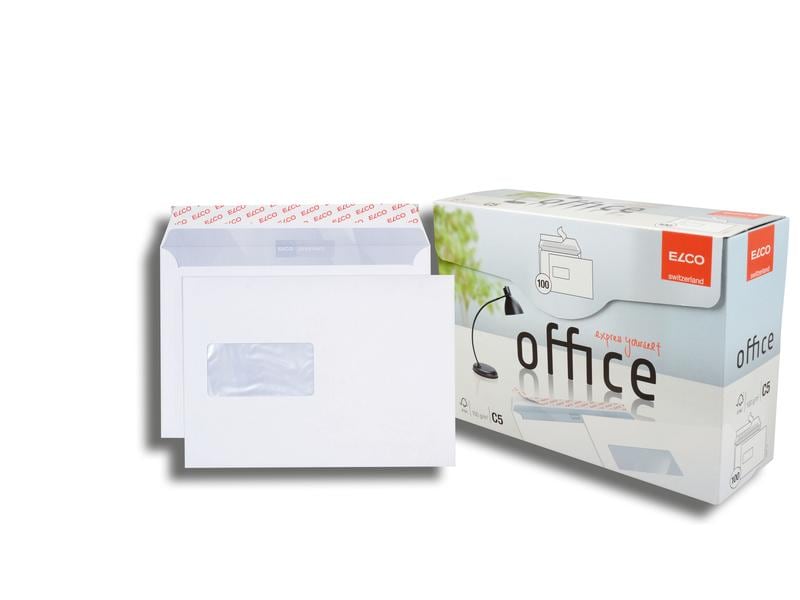 ELCO Couvert Office Box C5 mit Fenster links, 100 Stück Kuvert C5 in praktischer Entnahme-Box