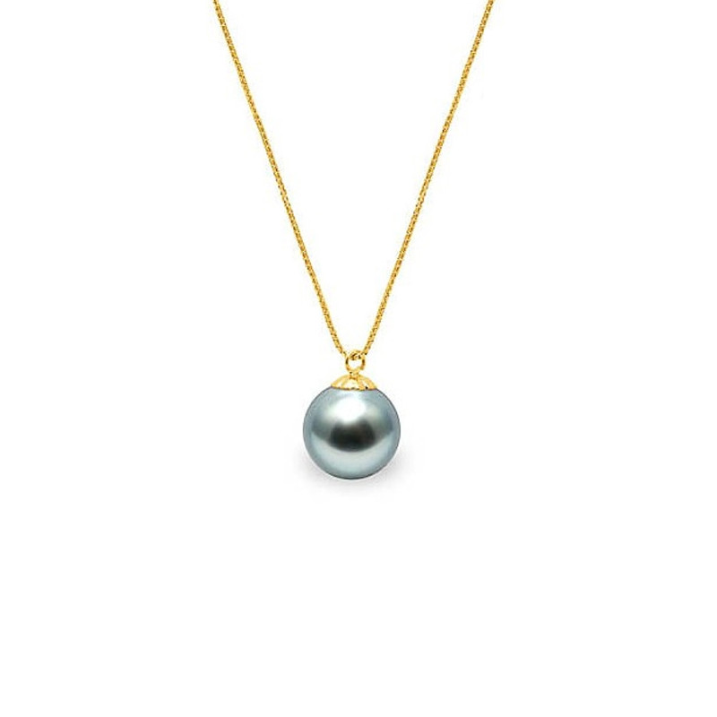 Collier et Pendentif Femme en Or Jaune 375/1000 et Perle de Tahiti