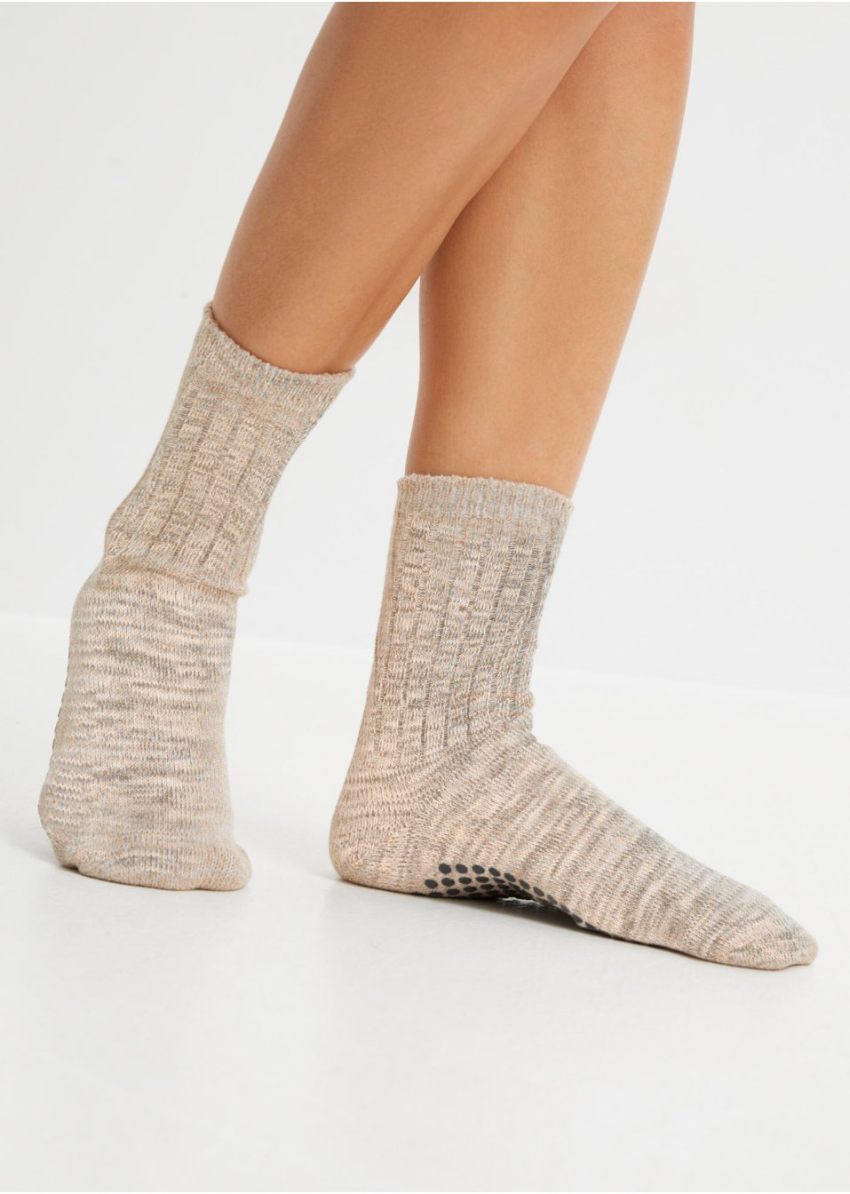 Lot de 2 paires de chaussettes d'intérieur avec semelle antidérapante