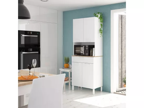 Buffet haut 4 portes + 1 tiroir et 1 compartiment ouvert H186 cm - Kira
