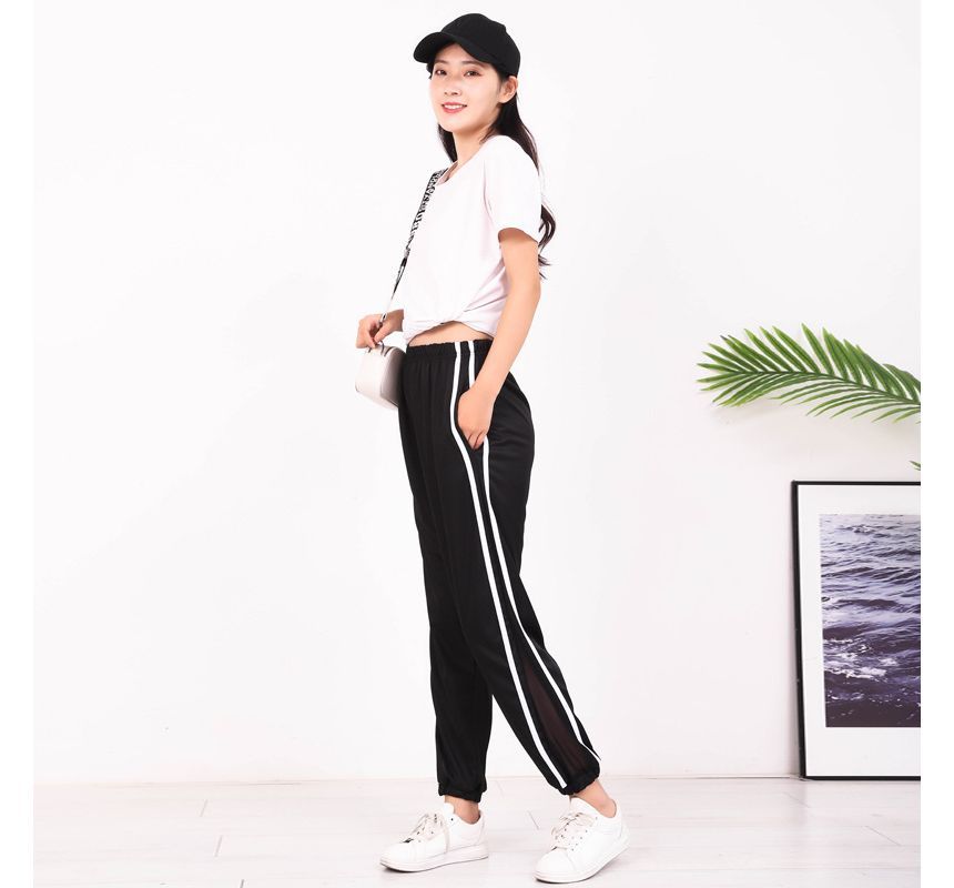 Hevnir - Gestreepte joggingbroek met hoge taille