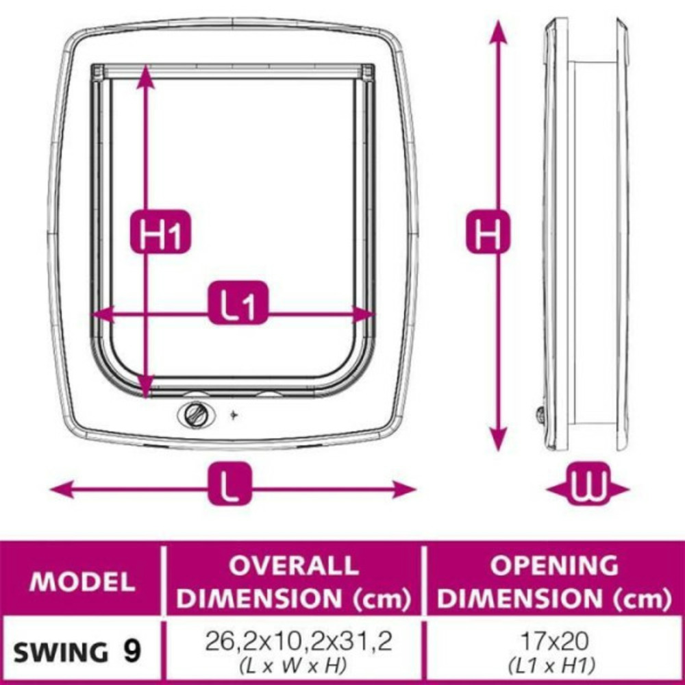 Chatiere plastique swing - 26,2 x 10,2 x 31,2 cm - marron - pour grand chat et petit chien