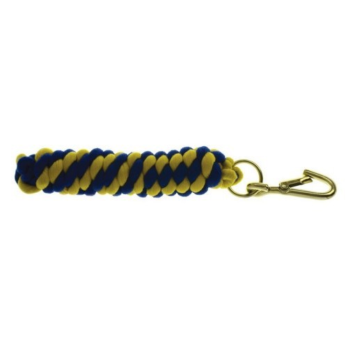Guia de corda trançada para cavalos, azul royal/amarelo