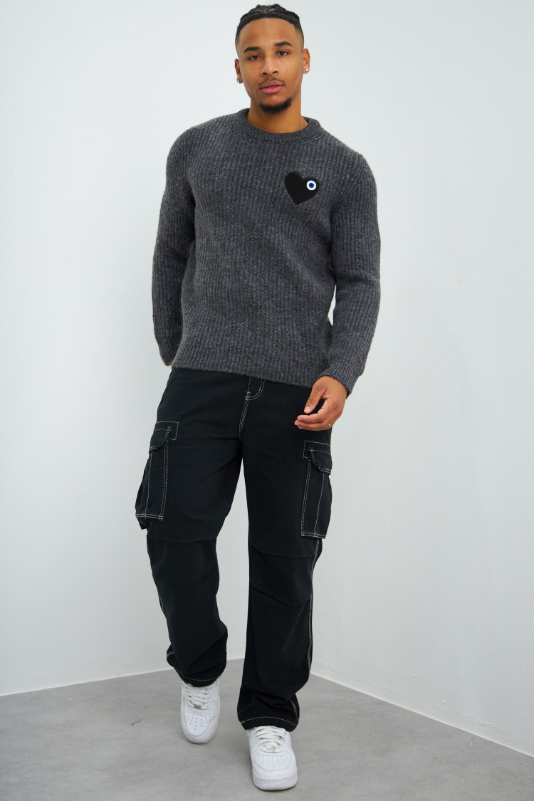 Pull en maille gris 