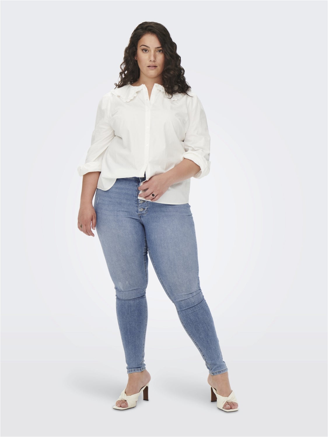 CARWILLY Hohe Taille Skinny Fit Jeans Light Blue Denim