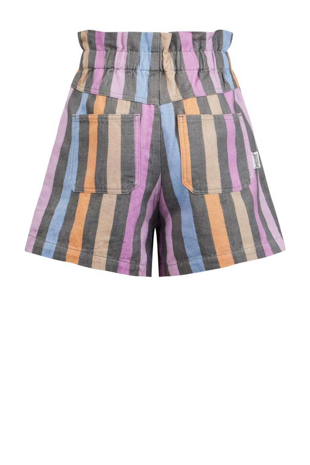 Retour Jeans gestreepte high waist short Wendy grijs/roze/multicolor
