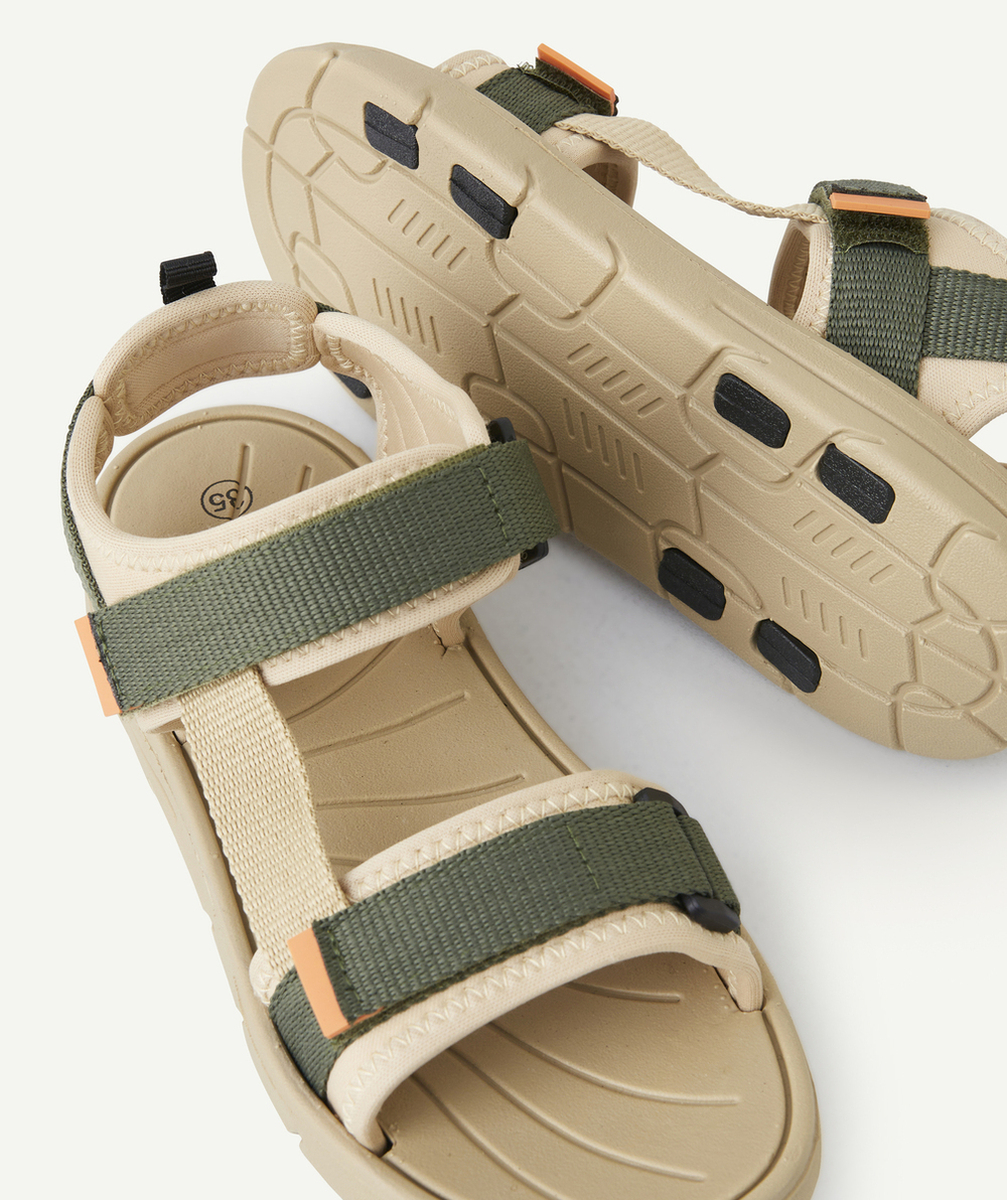 sandales ouvertes garçon beige et kaki