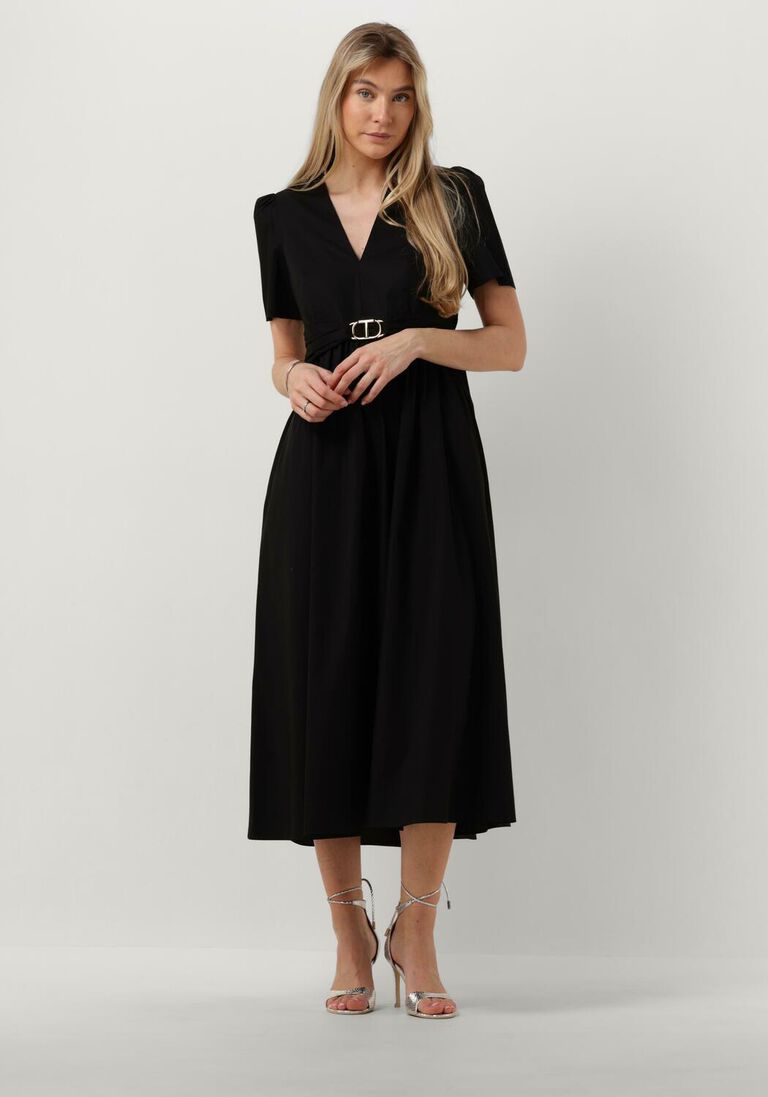 TWINSET MILANO zwarte twinset milano midi jurk woven dress