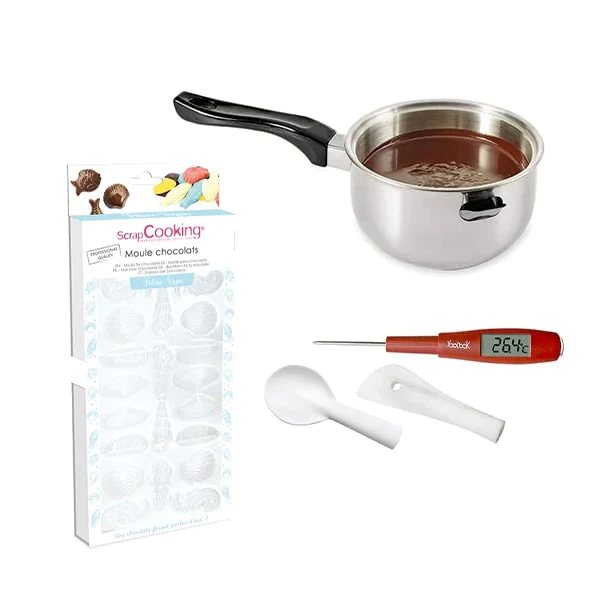Kit chocolats de Pâques : casserole bain marie + thermosonde + moule p