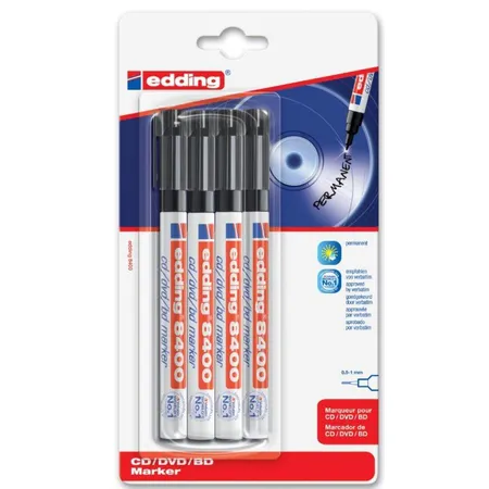 edding 8400 CD/DVD/BD Marker, 0.5-1mm, schwarz 4 Stück