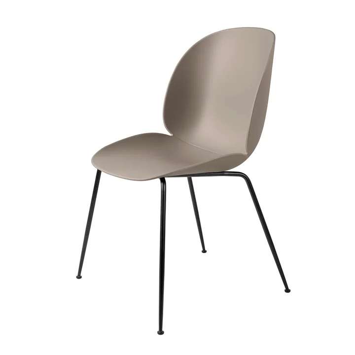 Gubi - Beetle Dining Chair, Conic Base schwarz / new beige (4er Set)