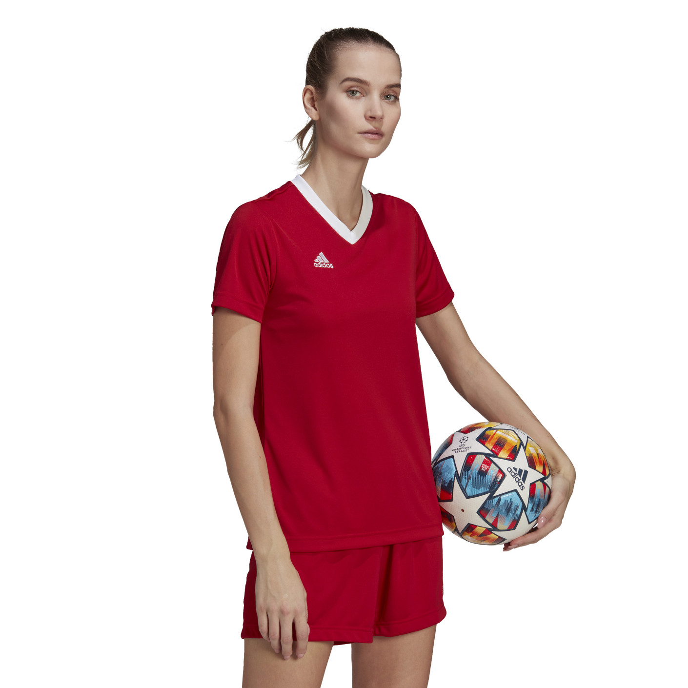 Adidas Entrada 22 Voetbalshirt Dames Rood Wit