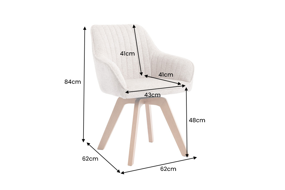 Design Stuhl LIVORNO beige Strukturstoff Massivholzbeine drehbar Auto-Return-Funktion