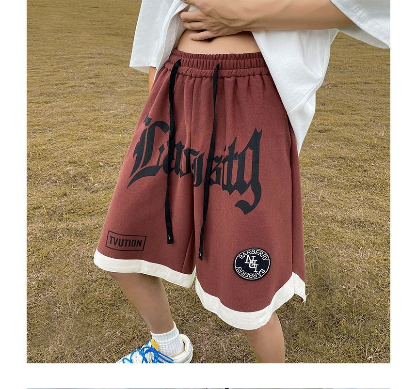 Koiyua - Lage taille shorts met trekkoord en letters