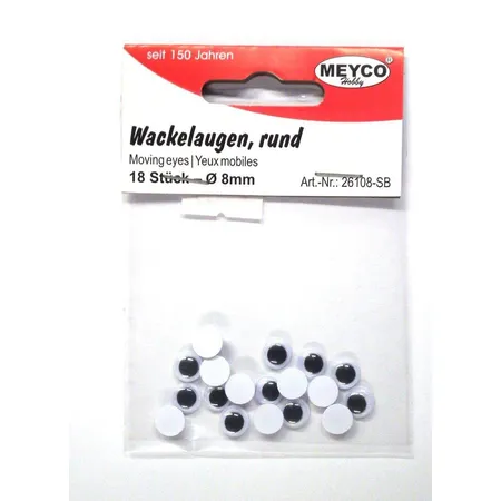 Meyco Wackelaugen 8mm, 18 Stück