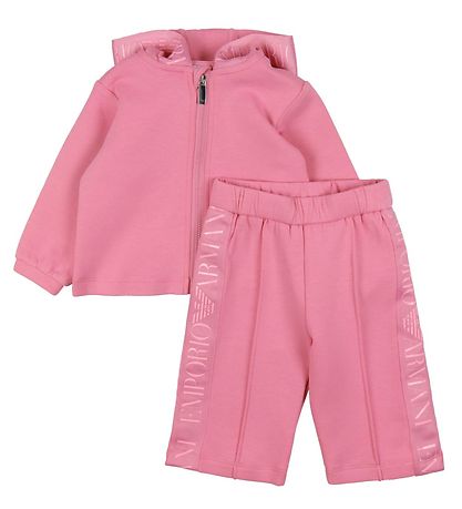 Emporio Armani Hosen/Cardigan - Flamingo m. Logo-Streifen