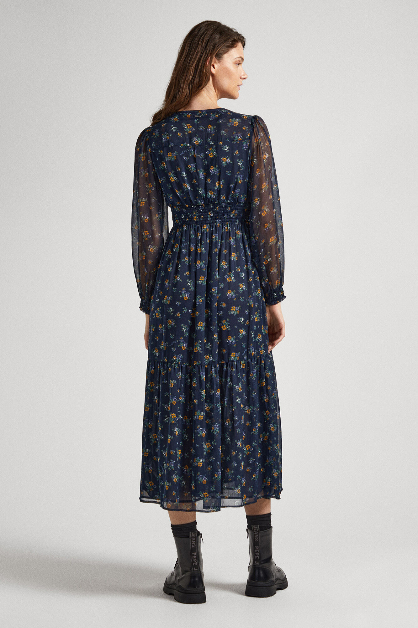 Vestido de chiffon com estampa floral
