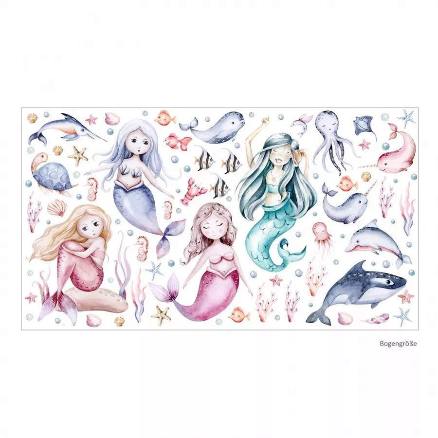 Nikima Wandtattoo 225 Wandtattoo Meerjungfrauen bunt